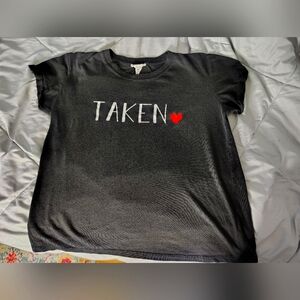 'TAKEN' Print & Red Heart Graphic Tee